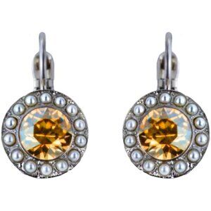 Mariana Butter Pecan Silvertone Earrings Golden Shadow & Seed Pearls 1153 NWT